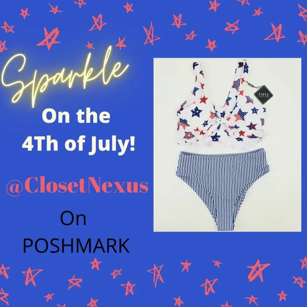 NWT Zaful Red, White & Blue Bikini size 8 - Picture 2 of 11